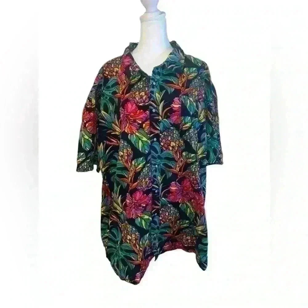 Amongst Others 90s Colorful Floral Pineapple Hawaiian Shirt L